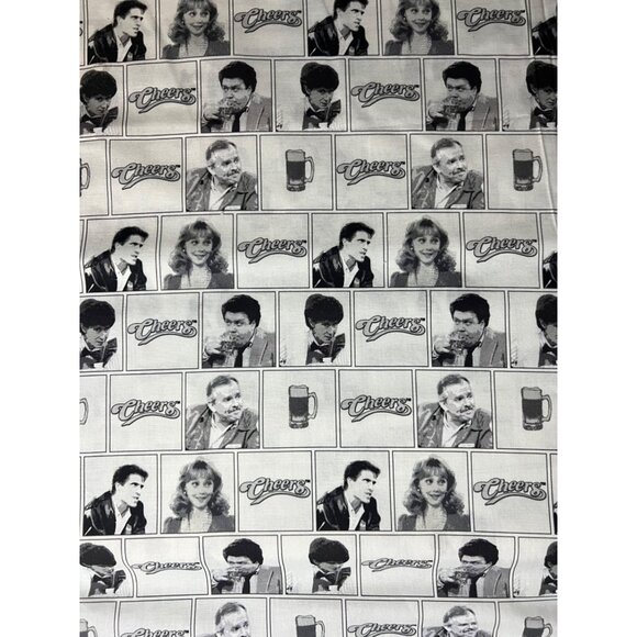 Cheers Other - Cheers TV Show Black and White Cotton Fabric 44" Wide Sold By The Half Yard